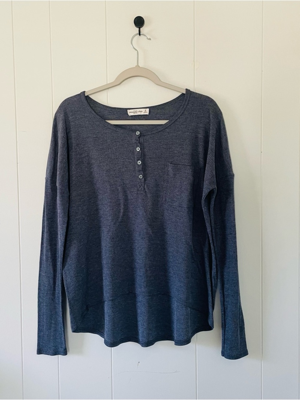 Abercrombie & Fitch Navy Blue Long Sleeve Henley Top